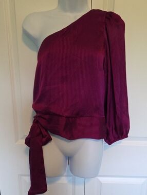 NWOT Express One-Shoulder Fuchsia Tie-Waist Top